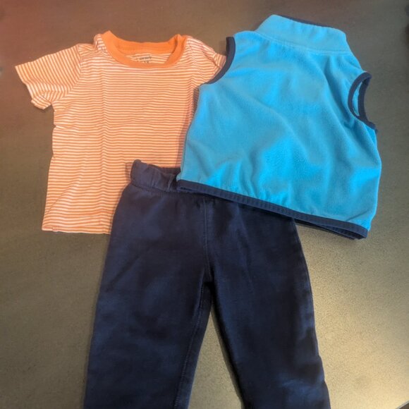 3-Piece Carter's Colorful Layers Blue and Orange Zip-up Fleece Vest - Picture 9 of 13